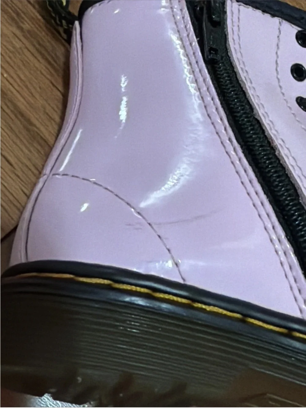 Dr Martens Boots Toddler Size 10 Pink Leather Patent Lace Up Girls Combat 1460T